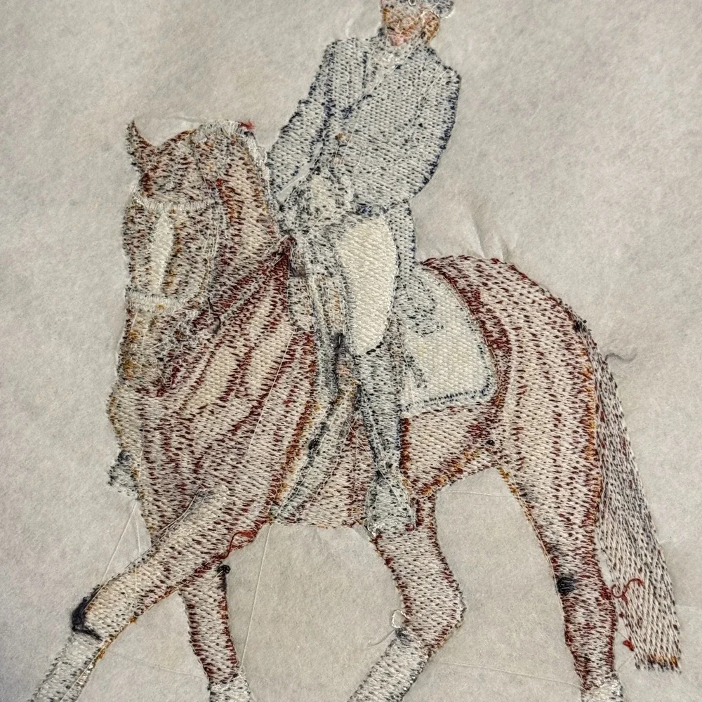 Vtg Warmblood Full-Body Horse Dressage Equestrian Scene Handmade Embroidery